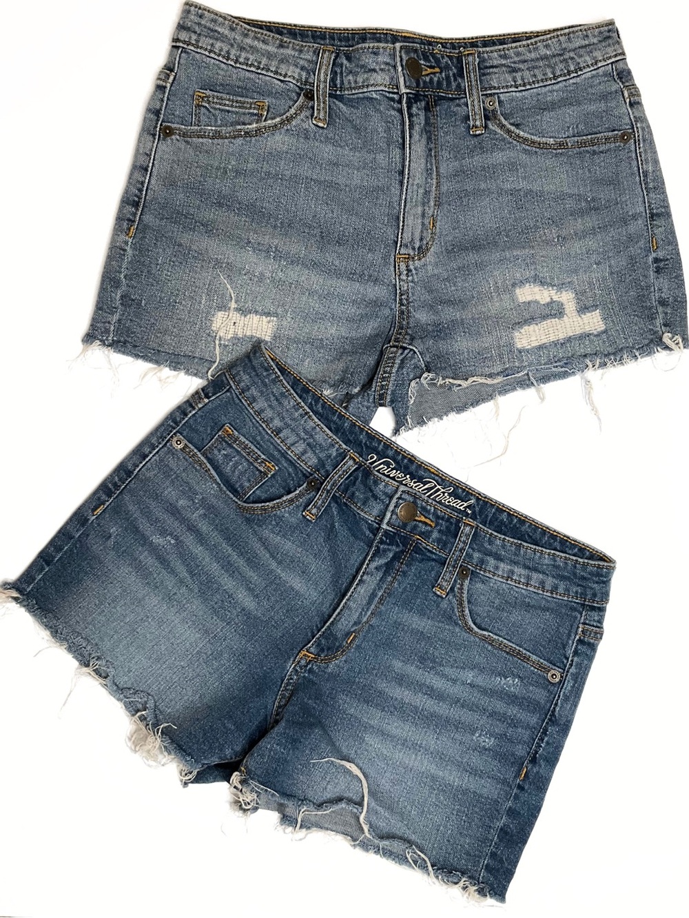 Universal Thread 2 Pairs Distressed Cutoff Jean Shorts Womens SZ 27 Y2K Grunge